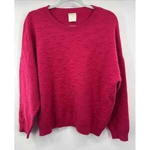 Kerisma Clyde‎ Leo Sweater Angora Women's Size M/L Fuchsia Red Lips Valentines